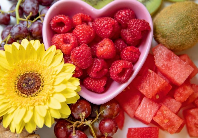 Fruit Raspberries Kiwi Watermelon Flowers Ginger Bananas Pineapple Flatlay